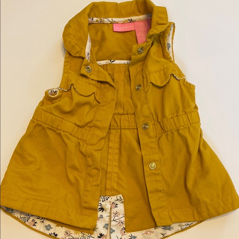 Isaac Mizrahi Mustard Yellow Vest with Floral Long Sleeve Shirt Size 12 MOS - Picture 5 of 8